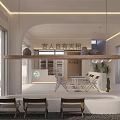 Modern Hotel Lobby Interior Design With Hanging Lights Comfortable Seating And Greenery