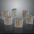 Modern Multi Storey Residential Buildings With Orange And White Exterior Facade Design