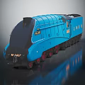 Blue Streamlined LNER Train Number 4468 On Dark Reflective Surface