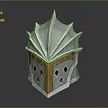 Cartoon Style Spiked Silver Armor Helmet With Orange Decorative Lines And Diamond Holes