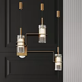 Elegant Modern Chandelier with Gold Metal Structure and Transparent Glass Lampshades for Interior