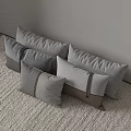 Elegant Modern Grey And Brown Striped Throw Pillows On Soft Carpet 3d model