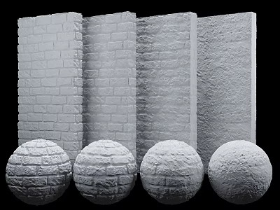 Different Wall And Spherical Components With Brick Patterns And Smooth Surfaces 3d model