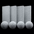 Different Wall And Spherical Components With Brick Patterns And Smooth Surfaces
