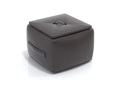 Modern Brown Square Stool Featuring Lid With Round Handle And Side Detail 3d model