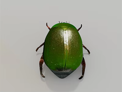 Shiny Metallic Green Beetle With Oval Body And Red Legs On White Background 3d model