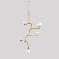 Modern Elegant Pendant Light Featuring Gold Metal Frame And White Globe Bulbs