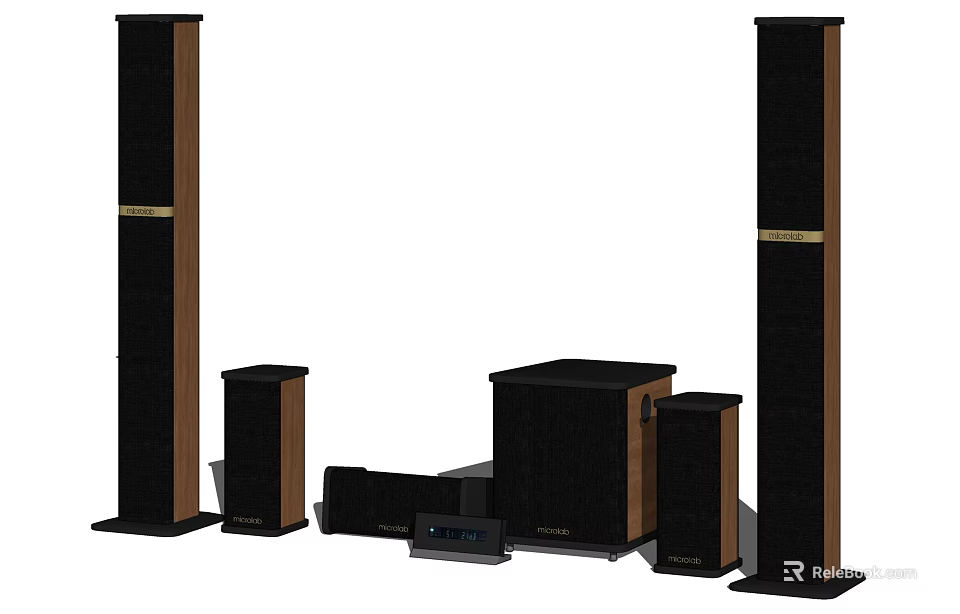 Home Theater Speaker System With Floor Standing Speakers Subwoofer And Surround Sound 3d model 