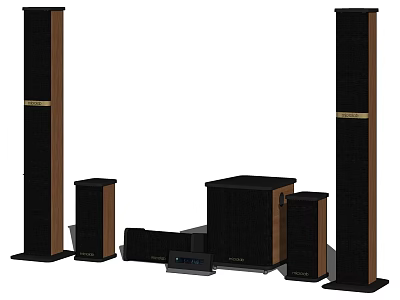 Home Theater Speaker System With Floor Standing Speakers Subwoofer And Surround Sound 3d model