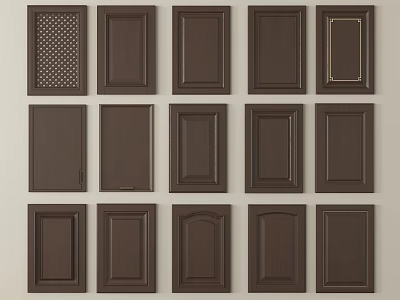 Different Brown Cabinet Door Designs With Various Panel Styles And Patterns 3d model