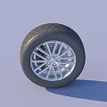 Car Wheel With Silver Alloy Rim And Tread Pattern Design For Automotive Use