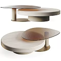 Modern Round Coffee Table Featuring Wooden Base And Textured Glass Top Design