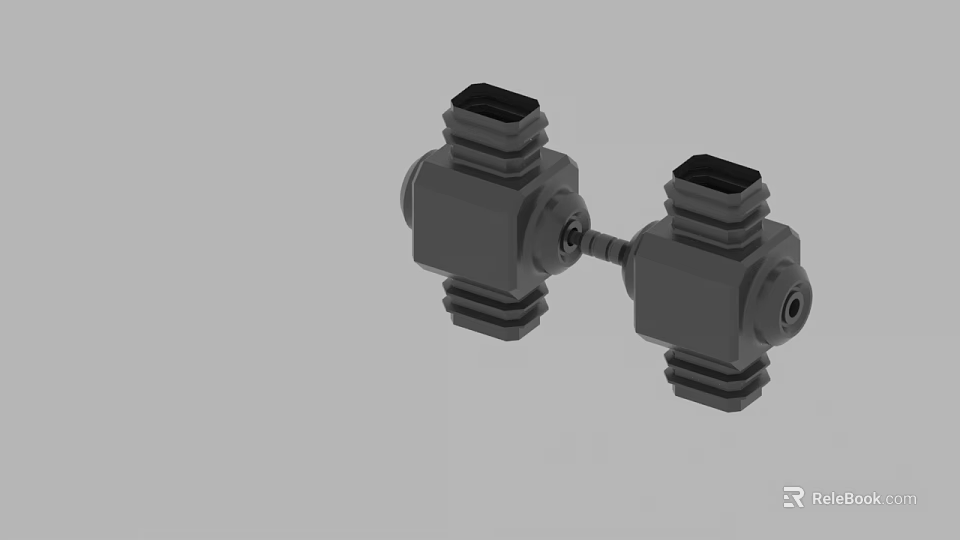Gray Mechanical Connectors With Threaded Ends Joined By Central Link 3d model 