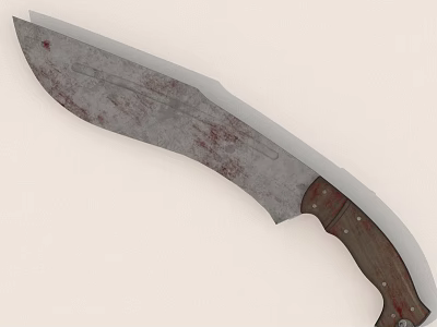 Old Rusted Machete With Detailed Wooden Handle And Metal Rivets 3d model
