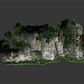 Garden Landscape with Natural Rock Formations Lush Green Vegetation and Calm Water Reflection
