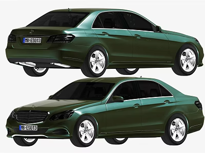 Green Mercedes Sedan Exterior Design With Two Angles View And Stylish Wheels 3d model