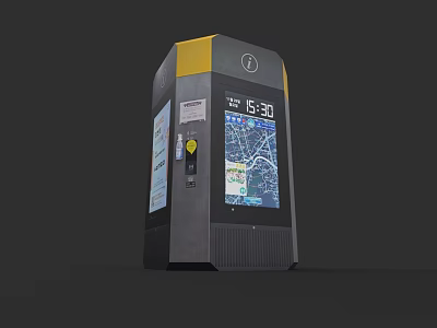 Modern Digital Store Self Service Kiosk With Interactive Map And Time 3d model