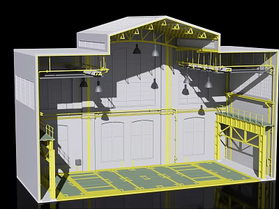 Industrial Equipment Facility Interior With Metal Framework And Multi Level Platforms 3d model
