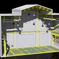 Industrial Equipment Facility Interior With Metal Framework And Multi Level Platforms