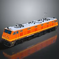 Orange and White Electric Train with Detailed Roof Equipment and Modern Exterior Design