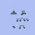 Stylish Modern Metallic Lighting Combination With Ceiling Pendant Track And Spotlights