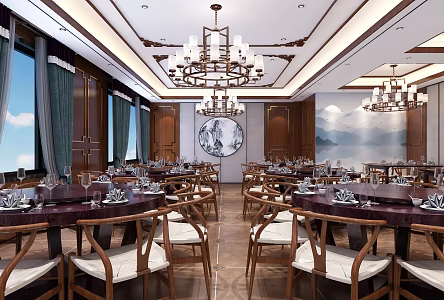New Chinese Restaurant Hall 3d model