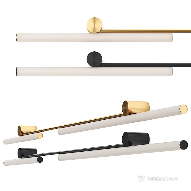 Modern Slim Design Wall Lights With Gold Black Metal Accents And White Shade Home Decor 3d model 