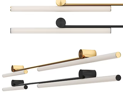 Modern Slim Design Wall Lights With Gold Black Metal Accents And White Shade Home Decor 3d model