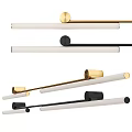 Modern Slim Design Wall Lights With Gold Black Metal Accents And White Shade Home Decor