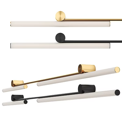 Modern Slim Design Wall Lights With Gold Black Metal Accents And White Shade Home Decor 3d model