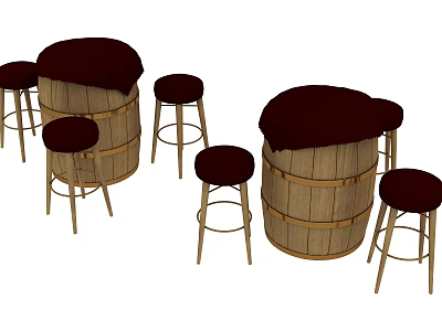 Modern Bar Chair Combination Bar Table and Chair Bar Table and Chair 3d model
