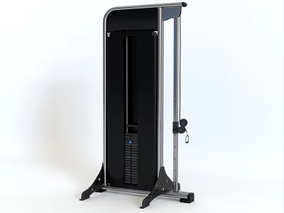 Black And Silver Vertical Fitness Exercise Machine With Stable Base And Control Panel 3d model
