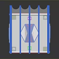 Transparent Storage Rack With Blue Red Vertical Bars And Cross Pattern For Home Organizing