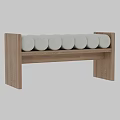 Stylish Wooden Bench With White Round Cushions For Modern Home Interior
