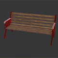 Classic Wooden Bench With Green Metal Armrests And Slatted Seat Design