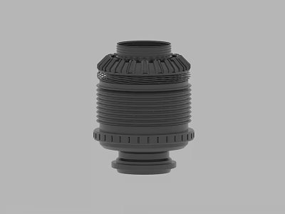 Detailed Black Cylindrical Mechanical Part With Layered Structure And Industrial Design 3d model