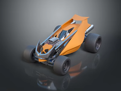 Orange Open Design Racing Car With Large Wheels And Streamlined Body 3d model