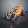 Orange Open Design Racing Car With Large Wheels And Streamlined Body