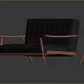 Stylish Multi-seat Sofa Featuring Gray Tufted Upholstery Wooden Armrests And Legs