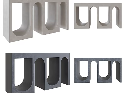 Modern Console Table With Geometric U Shaped Units And Gray Black Sleek Design 3d model