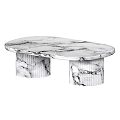 Elegant Marble Dining Table With Oval Top And Fluted Legs Modern Design 3d model