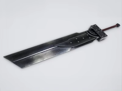 Classic Metal Sword Weapon With Long Sharp Blade Red Hilt And Riveted Details 3d model