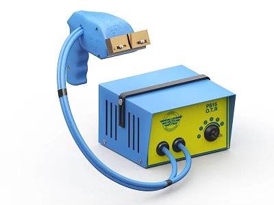 Blue Industrial Handheld Tool With Control Unit Flexible Cable And Metal Heating Head 3d model