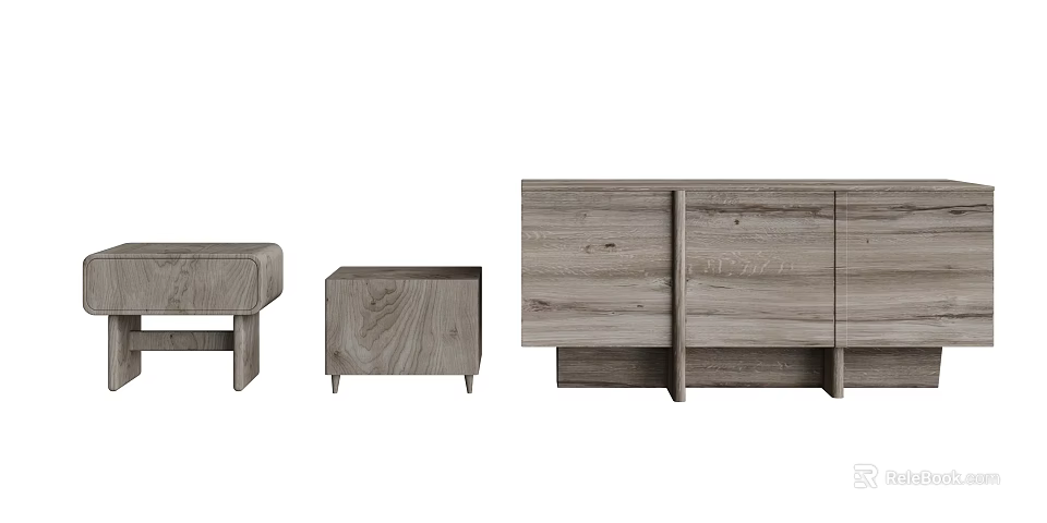 Minimalist Wooden Bedside Tables Featuring Natural Wood Finish And Sleek Design 3d model 
