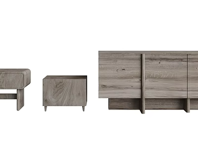 Minimalist Wooden Bedside Tables Featuring Natural Wood Finish And Sleek Design 3d model