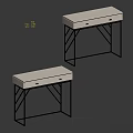 Modern Console Table With Sleek Top Metal Frame And Drawers For Entryway 3d model