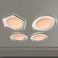 Modern White Ceiling Lights Round And Hexagonal Shapes Mounted On Ceiling With Soft Illumination 3d model