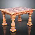 Carved Wooden Table Furniture with Intricate Leg Design and Decorative Surface