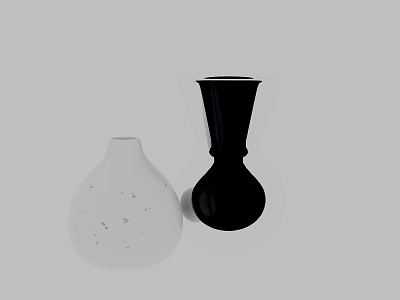 Modern Decorative Ornament Set With White Speckled Transparent Vase And Black Stylish Vase 3d model