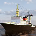 Black and White Ship With Yellow Tower Red Chimney On Sea Under Blue Sky
